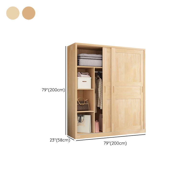 Modern Brown Kid's Wardrobe Wooden Glossy 2-Door Coat Locker