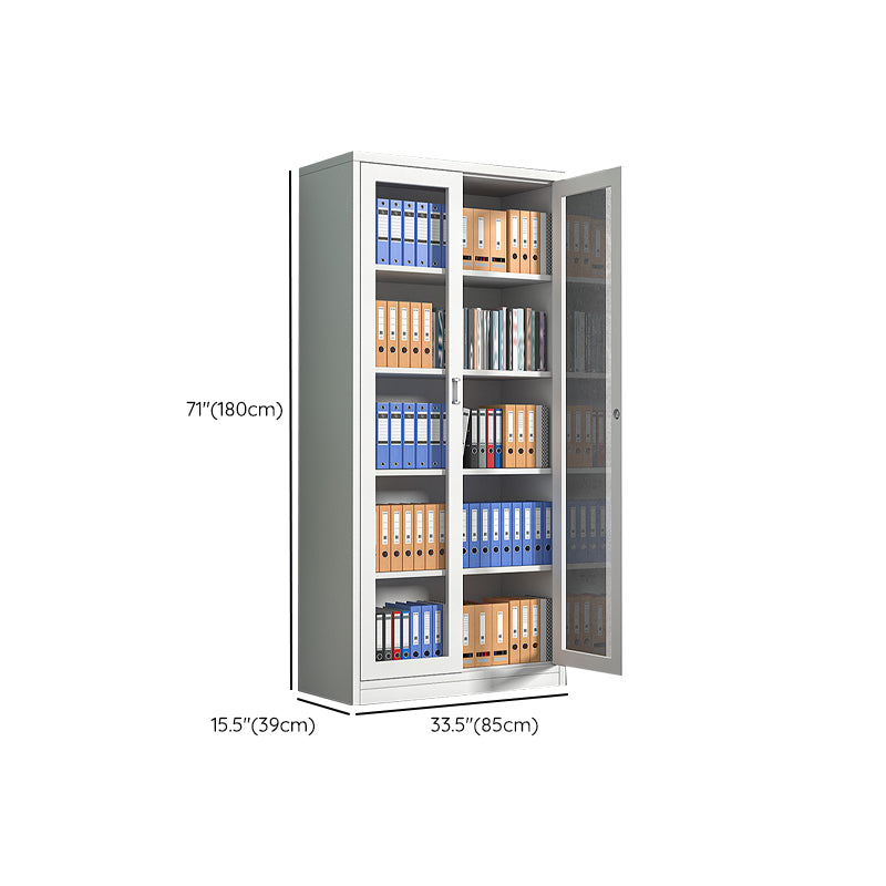 Modern Filing Cabinet Glass Doors File Cabinet with Storage Shelves for Office