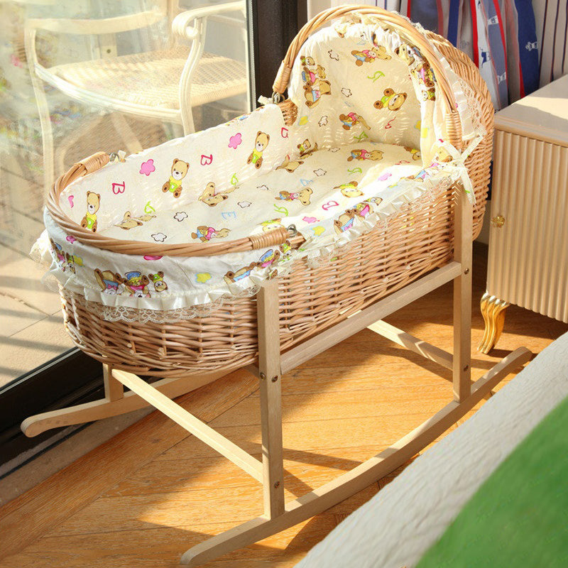 Traditional Wicker Moses Basket Natural Moses Basket With Canopy