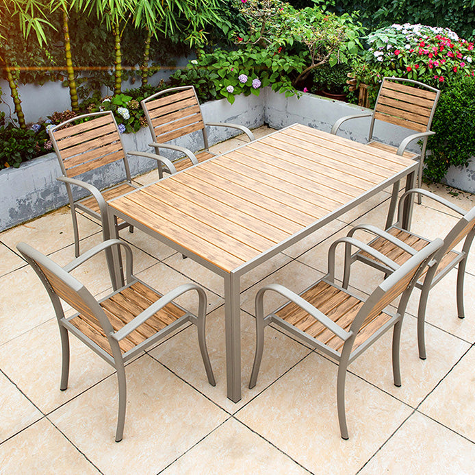 Contemporary Patio Table with Water Resistant Wooden Dining Table