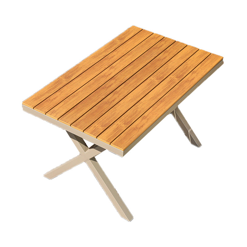 Contemporary Patio Table with Water Resistant Wooden Dining Table