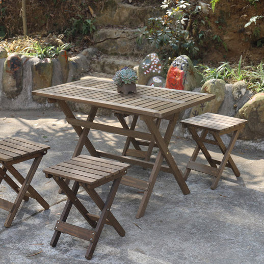 Solid Wood Brown Patio Table Folding Contemporary Camping Table