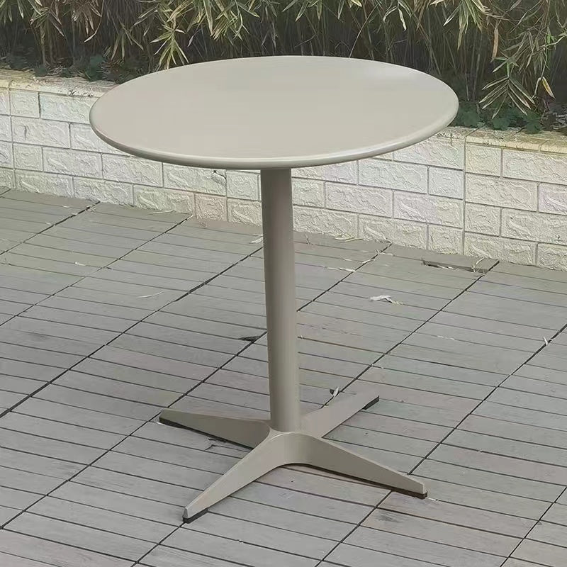 Gray Metal Picnic Table with Water Resistant Contemporary Bistro Table