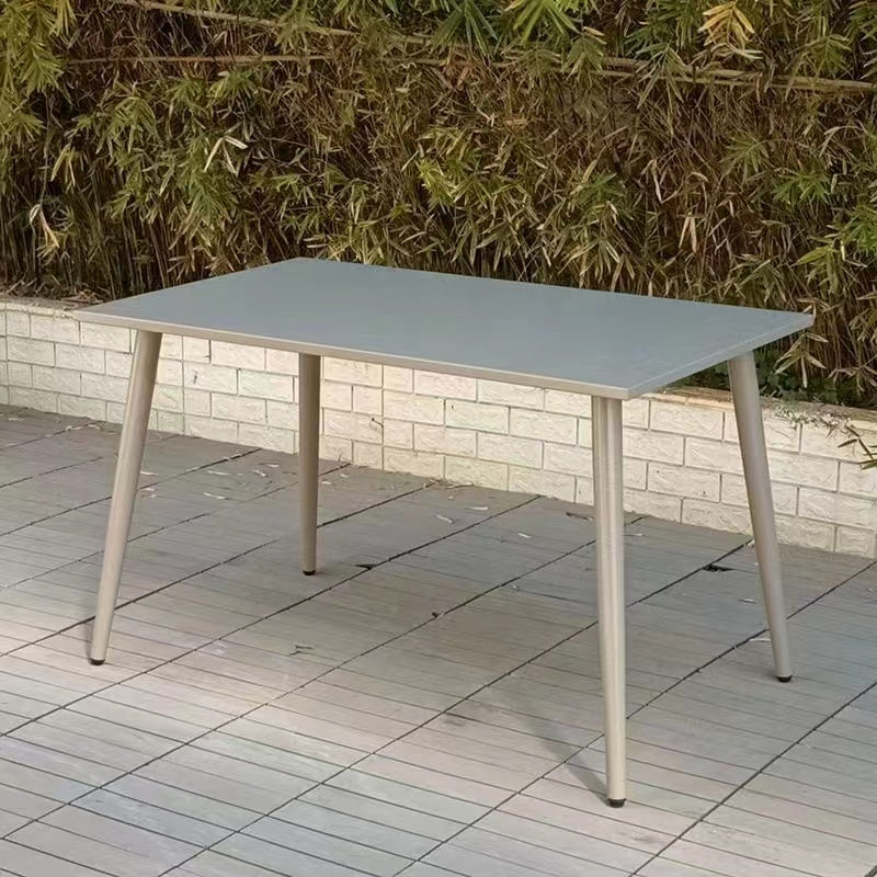 Gray Metal Picnic Table with Water Resistant Contemporary Bistro Table