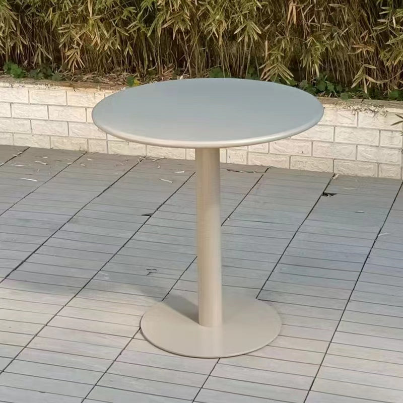 Gray Metal Picnic Table with Water Resistant Contemporary Bistro Table