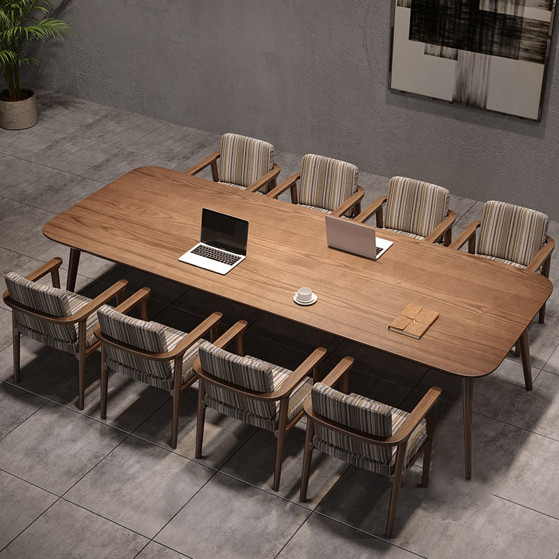 Contemporary Brown Office Desk Solid Wood Writing Desk for Office