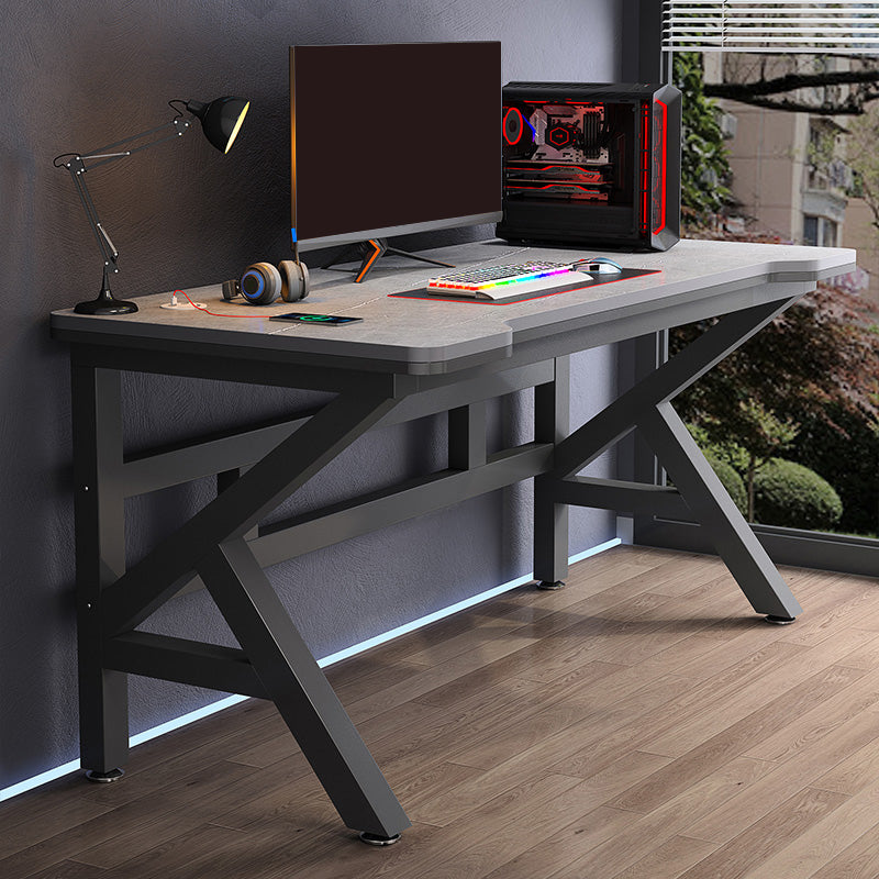 Contemporary Stone Computer Desk Metal Writing Desk for Office