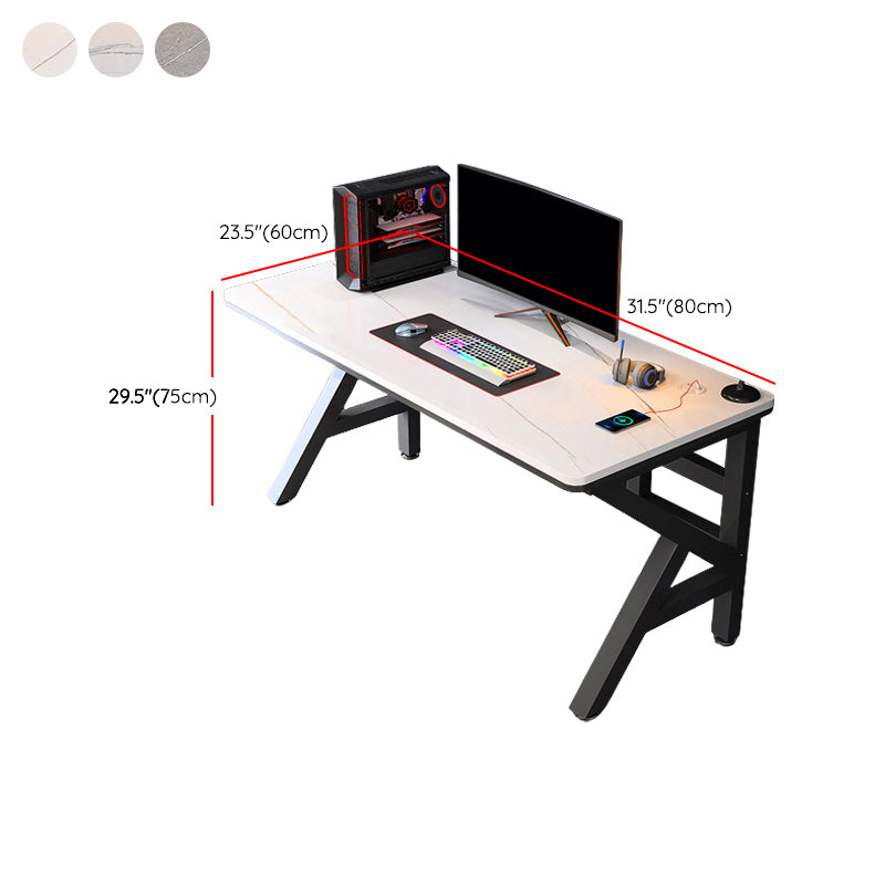 Contemporary Stone Computer Desk Metal Writing Desk for Office