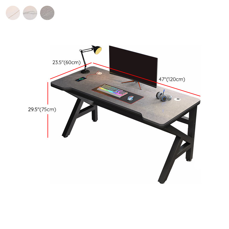 Contemporary Stone Computer Desk Metal Writing Desk for Office