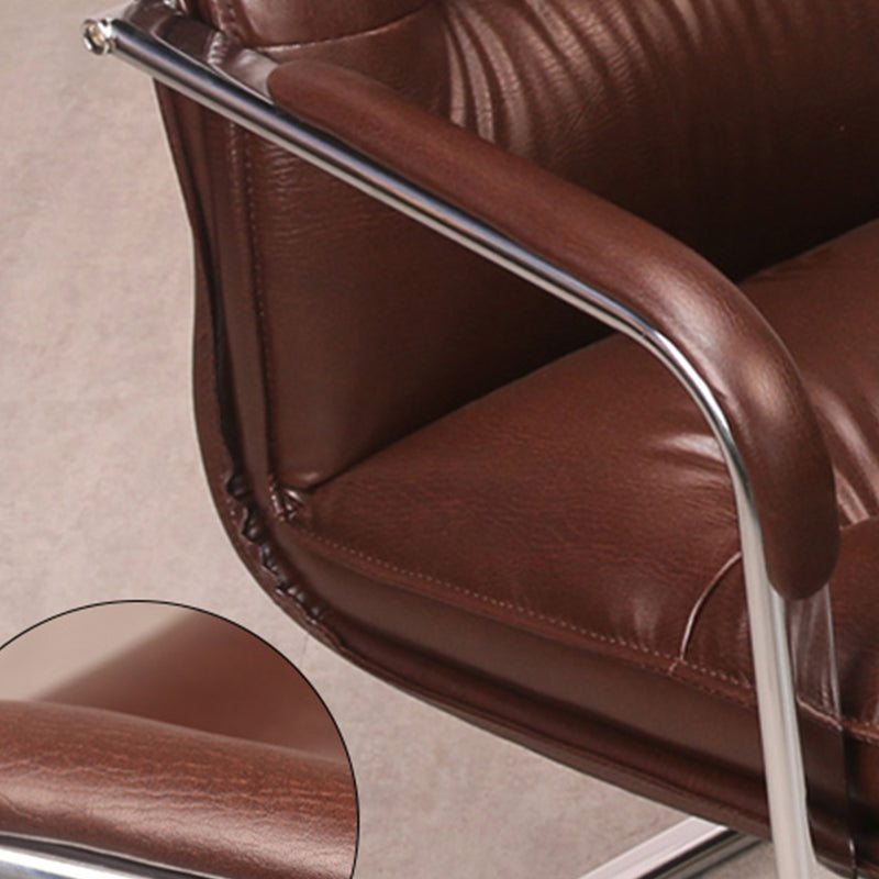 Modern Slide Office Chair Padded Arms No Distressing Leather Desk Chair