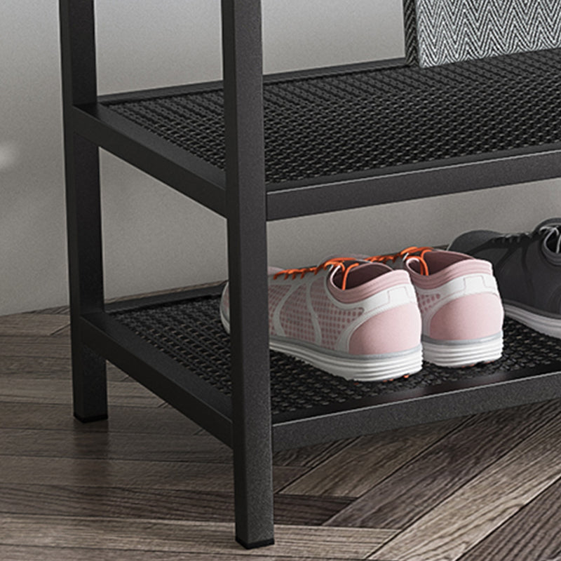 Glam Entryway Bench Cushioned Metal Seating Bench with Shoe Storage