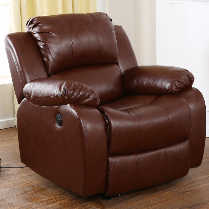 Contemporary Home Theater Recliner Metal Solid Color Manual-Push Botton