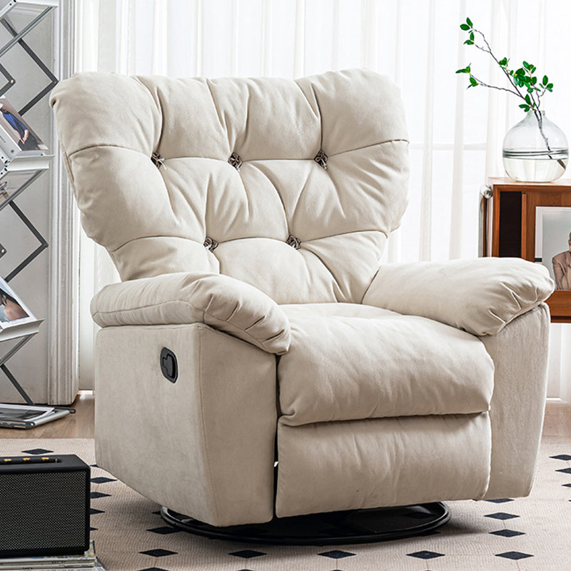 Swivel Rocker Standard Recliner Solid Color Tufted Back Recliner Chair