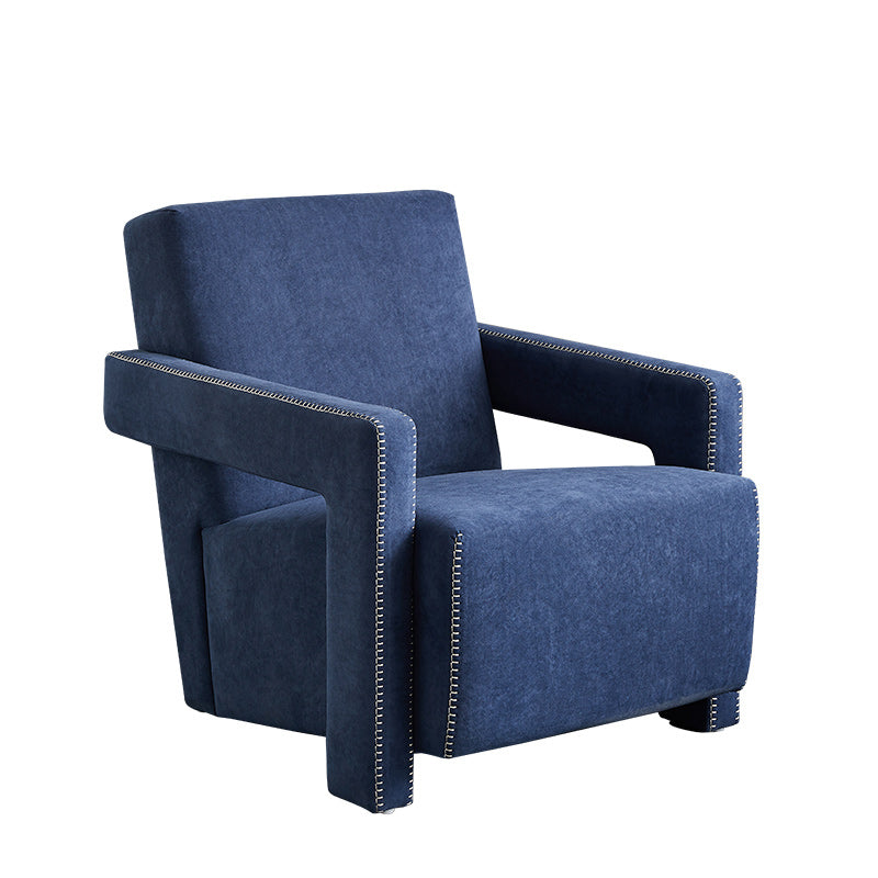 Glam Fabric Arms Included Square Arms Fixed Back Accent Room Chair