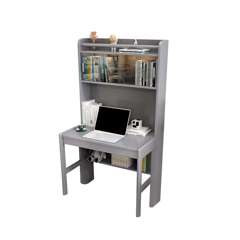 Modern Solid Wood Children's Desk with Bookshelf and 1 Storage Drawer