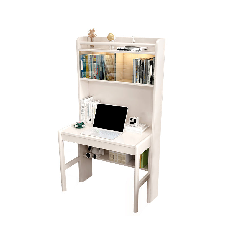 Modern Solid Wood Children's Desk with Bookshelf and 1 Storage Drawer