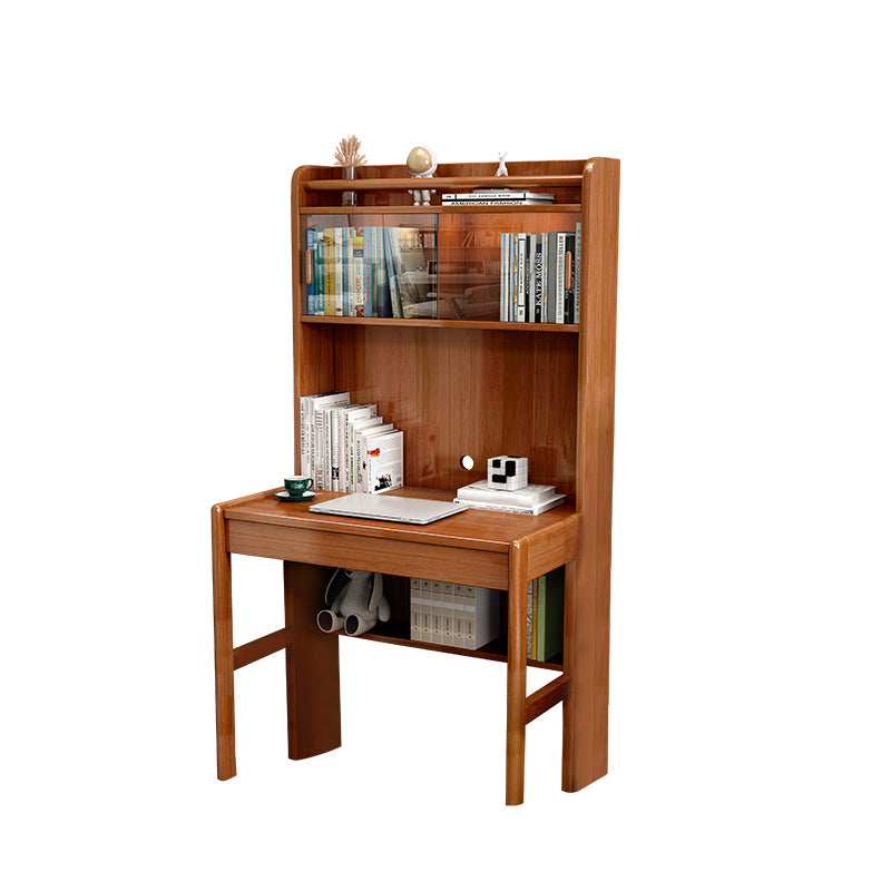 Modern Solid Wood Children's Desk with Bookshelf and 1 Storage Drawer