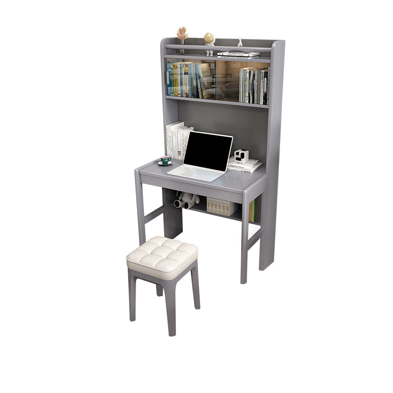 Modern Solid Wood Children's Desk with Bookshelf and 1 Storage Drawer