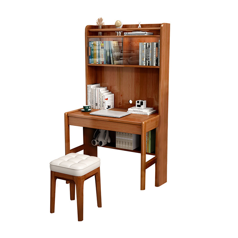 Modern Solid Wood Children's Desk with Bookshelf and 1 Storage Drawer