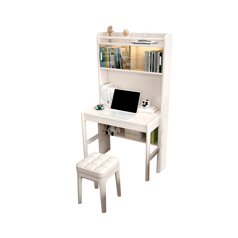 Modern Solid Wood Children's Desk with Bookshelf and 1 Storage Drawer