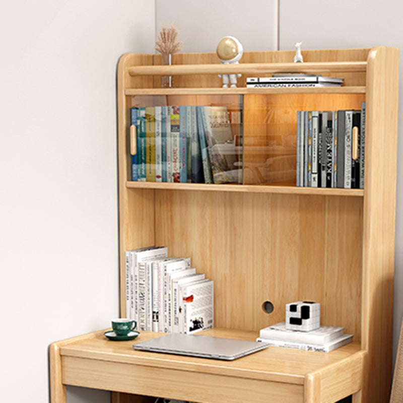 Modern Solid Wood Children's Desk with Bookshelf and 1 Storage Drawer