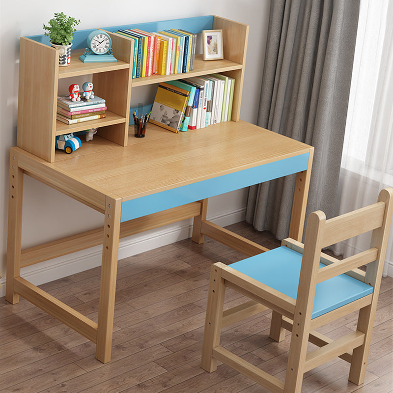 Modern Natural Children's Desk with Storage Shelves and 2 Drawers