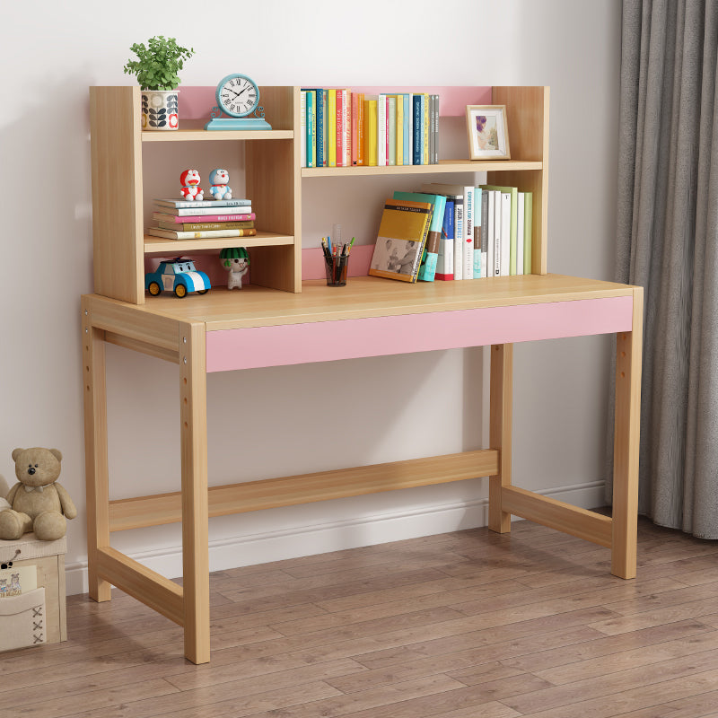 Modern Natural Children's Desk with Storage Shelves and 2 Drawers