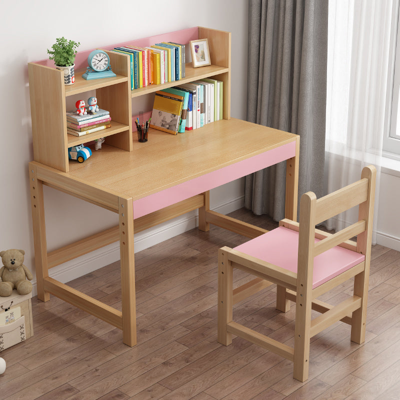 Modern Natural Children's Desk with Storage Shelves and 2 Drawers