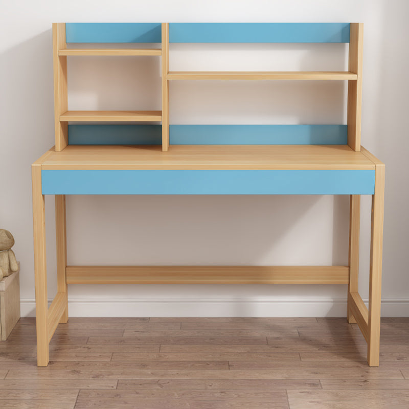 Modern Natural Children's Desk with Storage Shelves and 2 Drawers