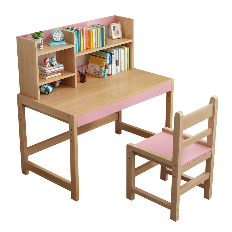 Modern Natural Children's Desk with Storage Shelves and 2 Drawers