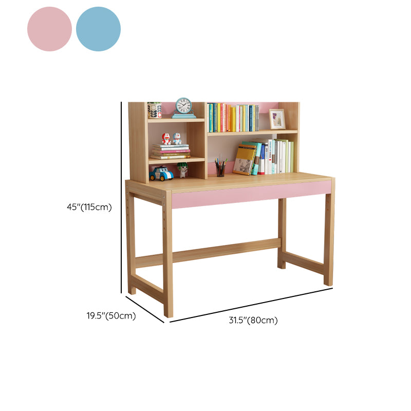 Modern Natural Children's Desk with Storage Shelves and 2 Drawers