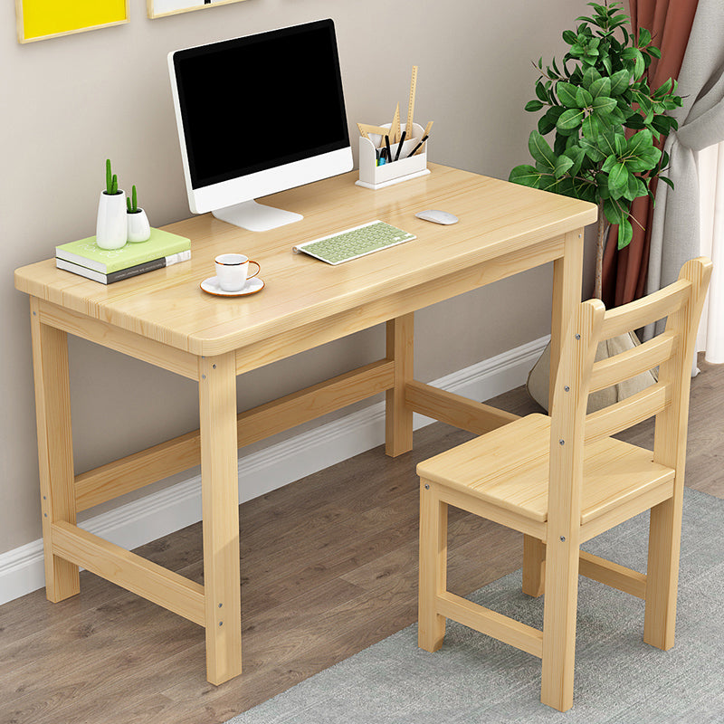 Modern Natural Children's Desk with Rectangle Top in Solid Wood