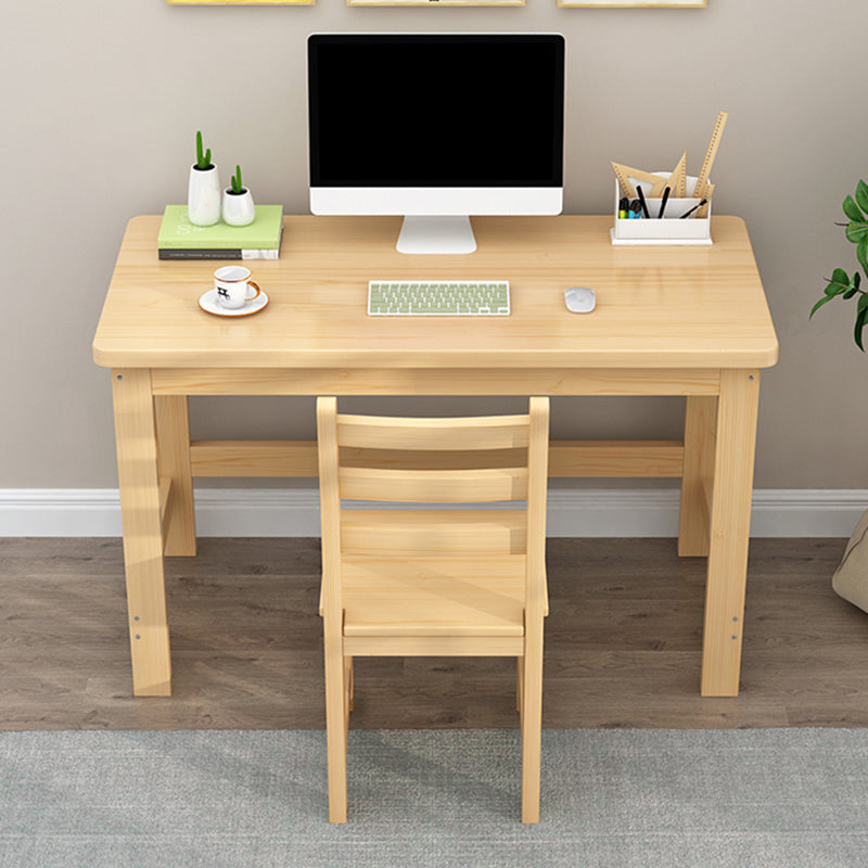 Modern Natural Children's Desk with Rectangle Top in Solid Wood