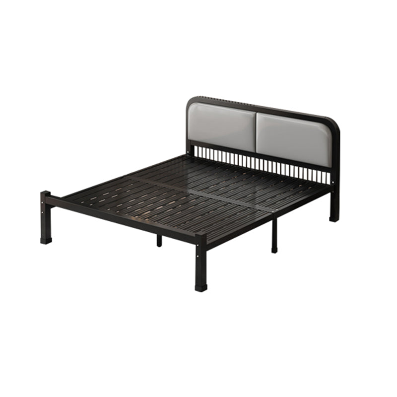 Contemporary Iron Frame Standard Bed with Rectangle Upholstered Headboard