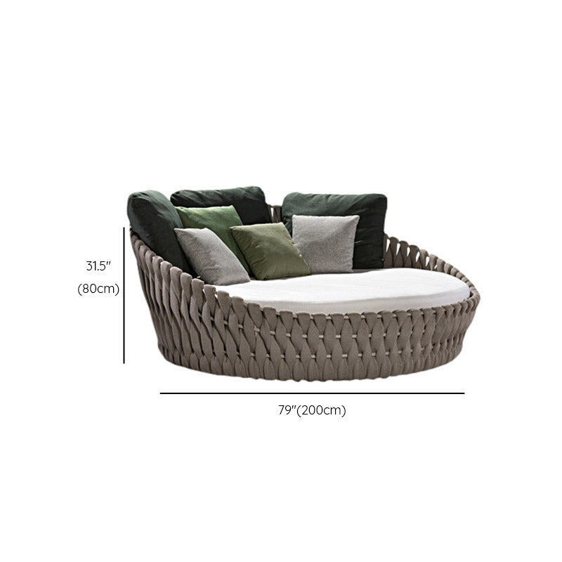 Gray Metal Frame Patio Sofa Modern Round Outdoor Patio Sofa with Cushion