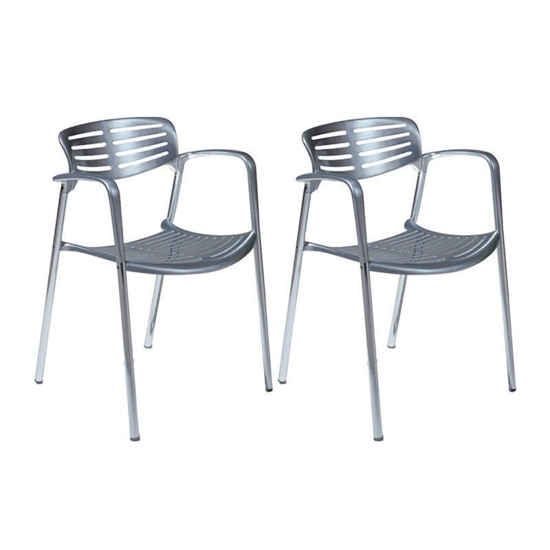 Silver Stacking Outdoors Modern Metal Dining Chairs Patio Dining Chair