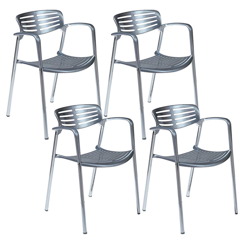 Silver Stacking Outdoors Modern Metal Dining Chairs Patio Dining Chair