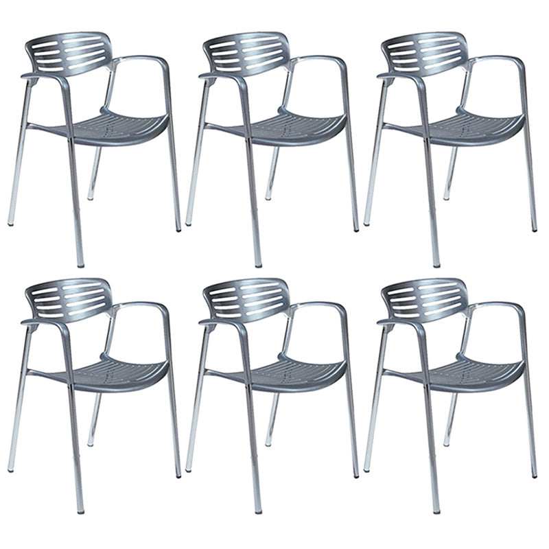 Silver Stacking Outdoors Modern Metal Dining Chairs Patio Dining Chair