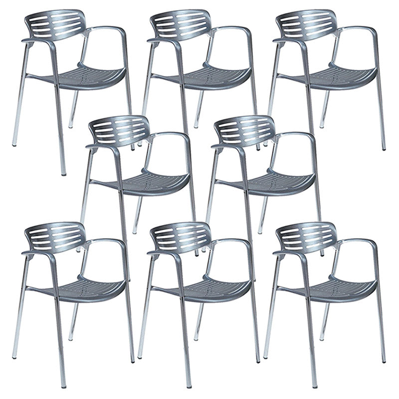 Silver Stacking Outdoors Modern Metal Dining Chairs Patio Dining Chair