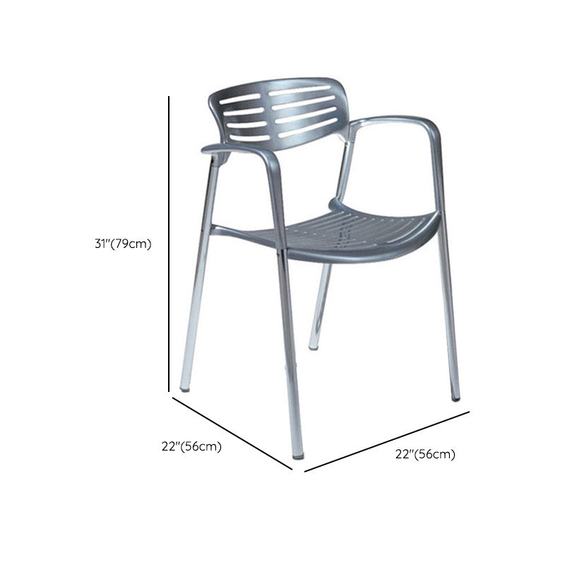 Silver Stacking Outdoors Modern Metal Dining Chairs Patio Dining Chair