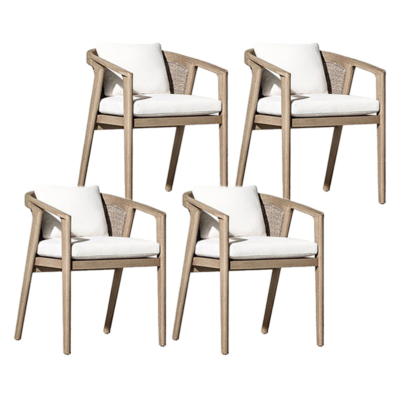 Contemporary Solid Wood Dining Armchair Open Back Outdoor Chair