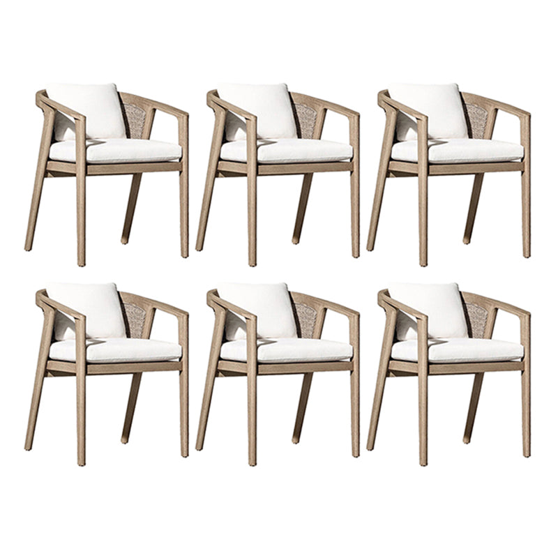 Contemporary Solid Wood Dining Armchair Open Back Outdoor Chair