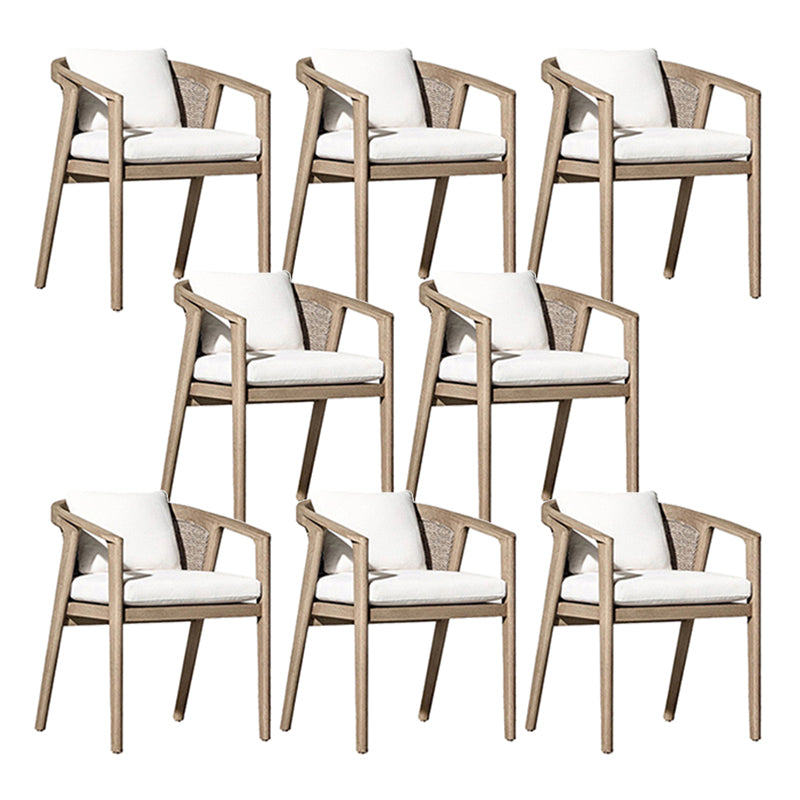 Contemporary Solid Wood Dining Armchair Open Back Outdoor Chair