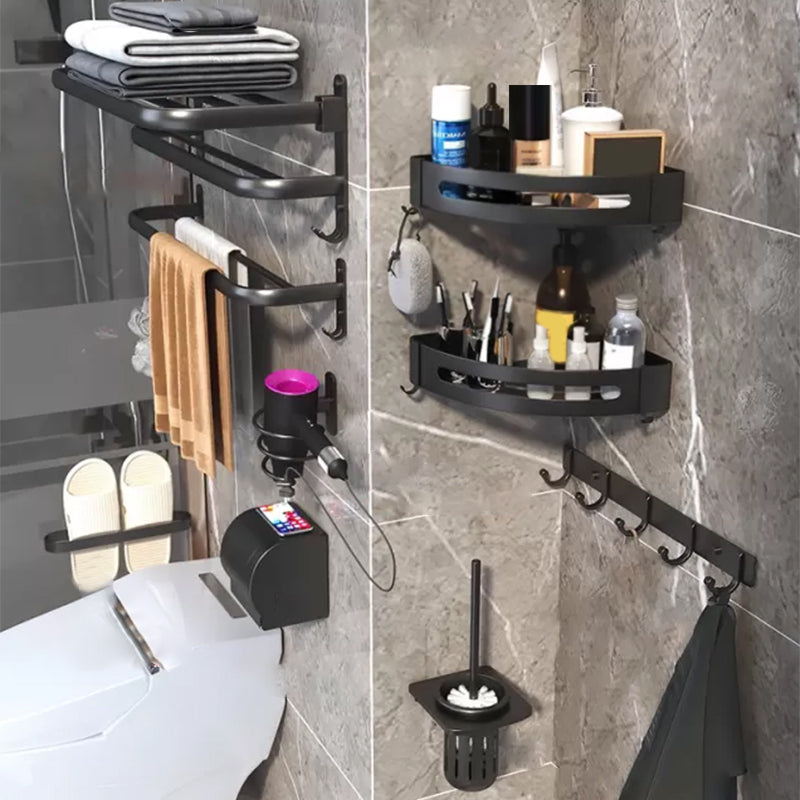 Modern Bathroom Hardware Set Matte Black Metal Bathroom Accessory Kit