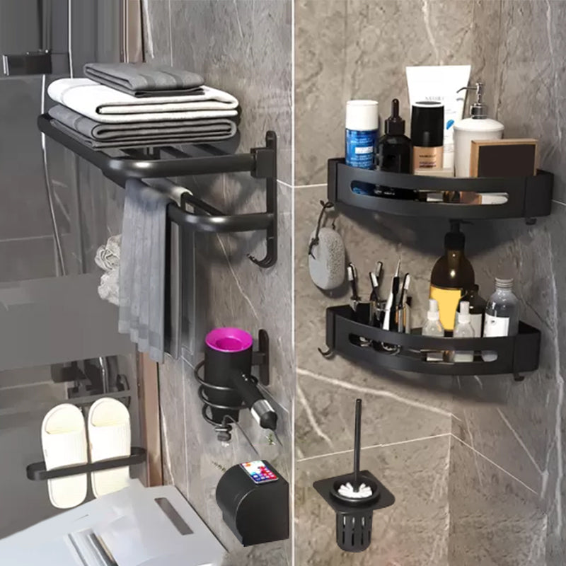 Modern Bathroom Hardware Set Matte Black Metal Bathroom Accessory Kit