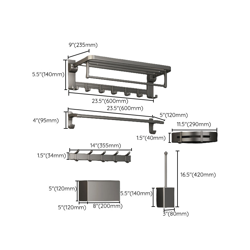 Modern Bathroom Hardware Set Grey Metal Bathroom Accessory Kit Anti-rust