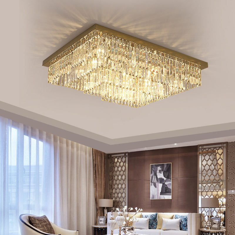 Geometric Flush Mount Fixture Modern Crystal Flush Light for Living Room