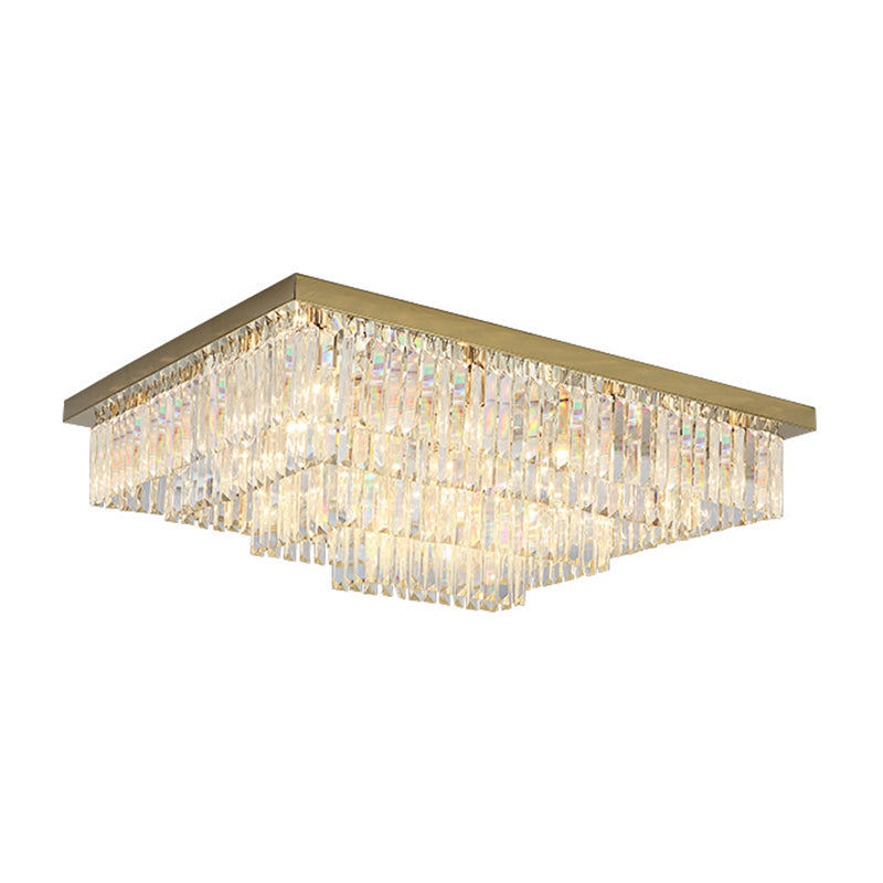 Geometric Flush Mount Fixture Modern Crystal Flush Light for Living Room