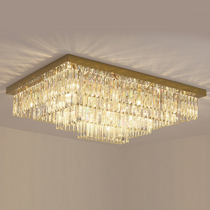 Geometric Flush Mount Fixture Modern Crystal Flush Light for Living Room