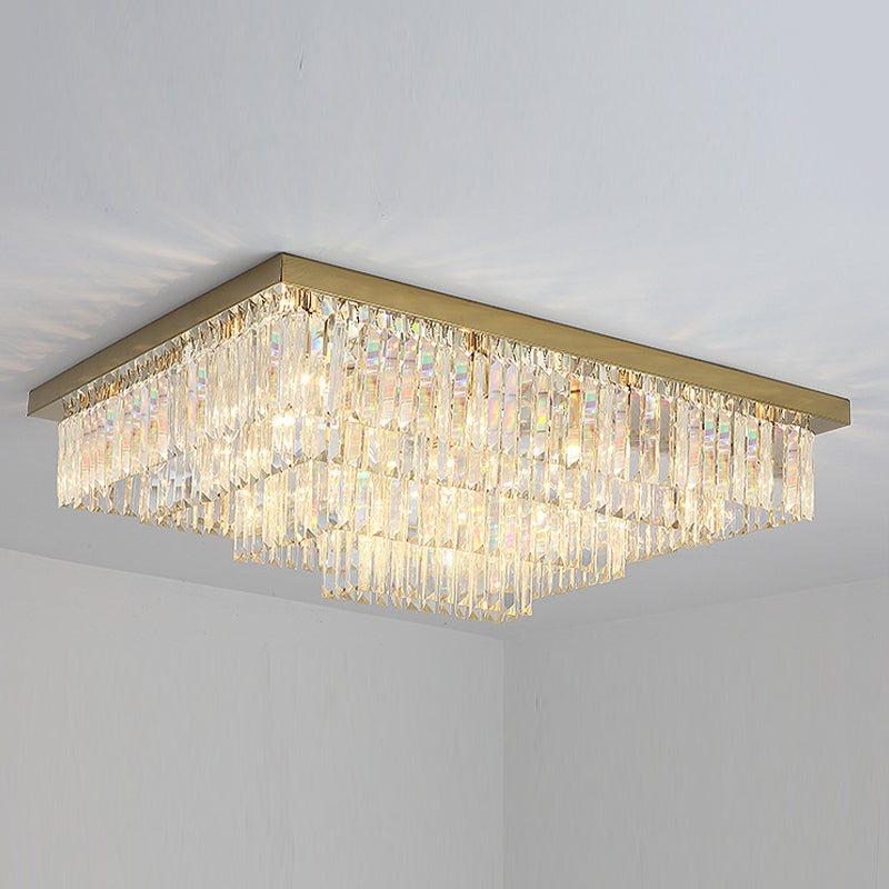 Geometric Flush Mount Fixture Modern Crystal Flush Light for Living Room